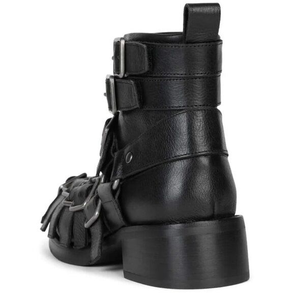 Jeffrey Campbell Belted Up Boots Women Size 5.5 Black Multi-Strap Biker Inspired - Picture 3 of 6